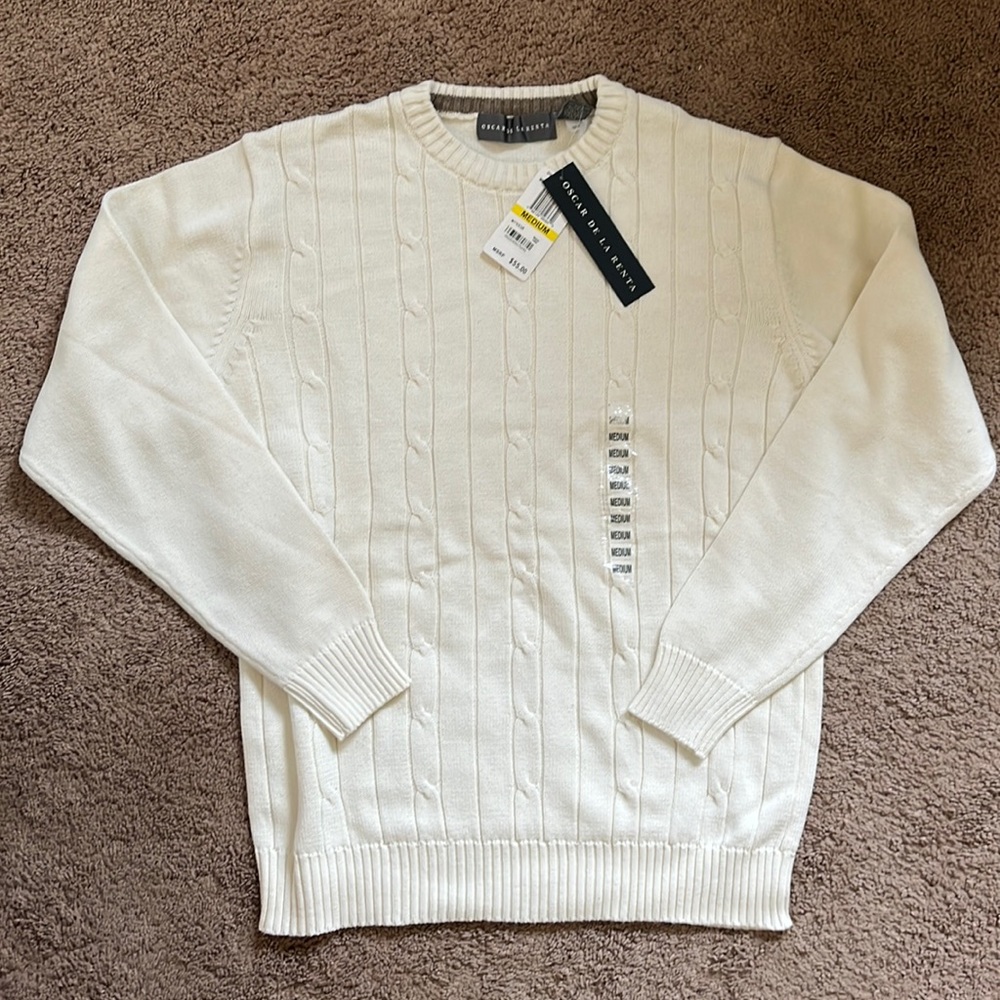 NWT Oscar De La Renta white/cream sweater medium